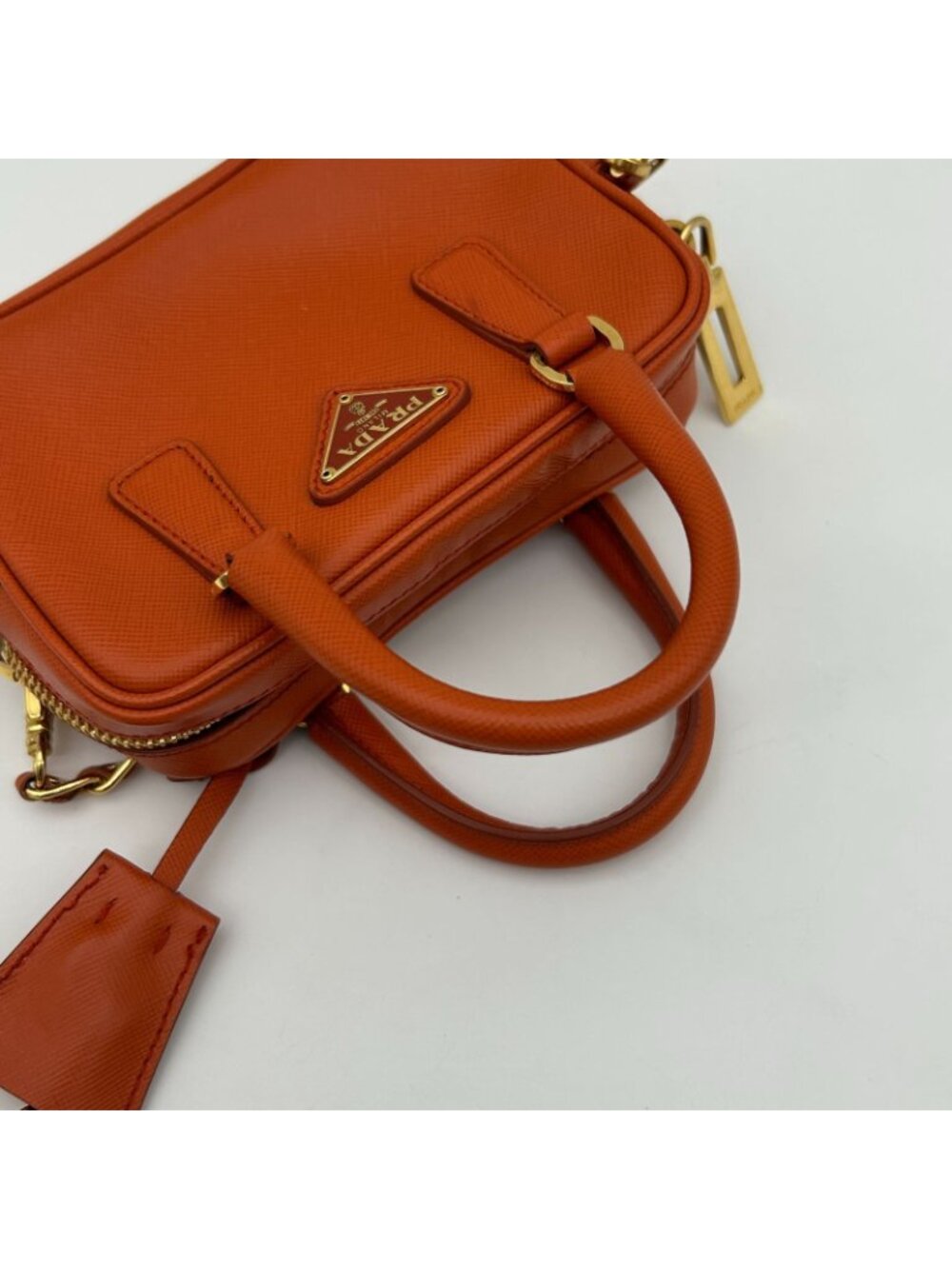 Prada Orange Saffiano Leather Shoulder - Picture 8 of 15